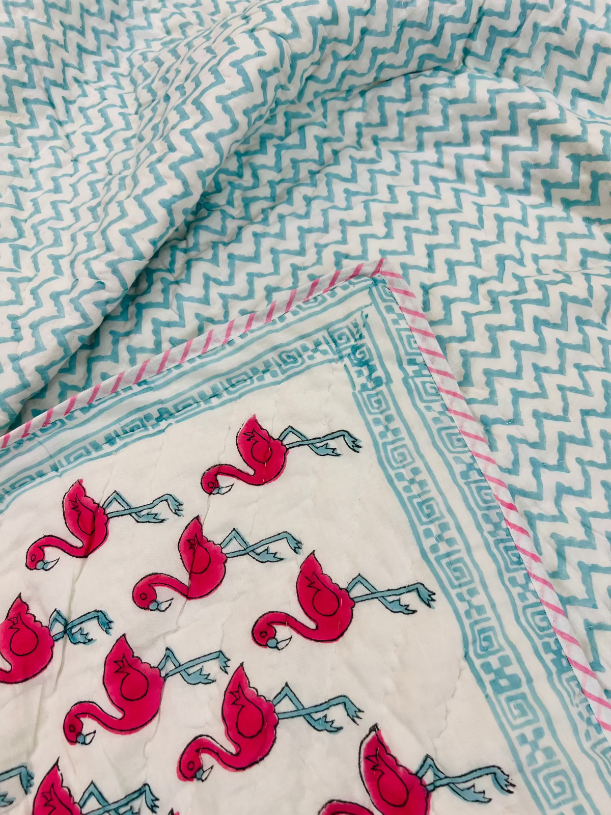Sharvi Muslin Cotton Quilt handblock printed reversible cotton quilt handcrafted in Jaipur