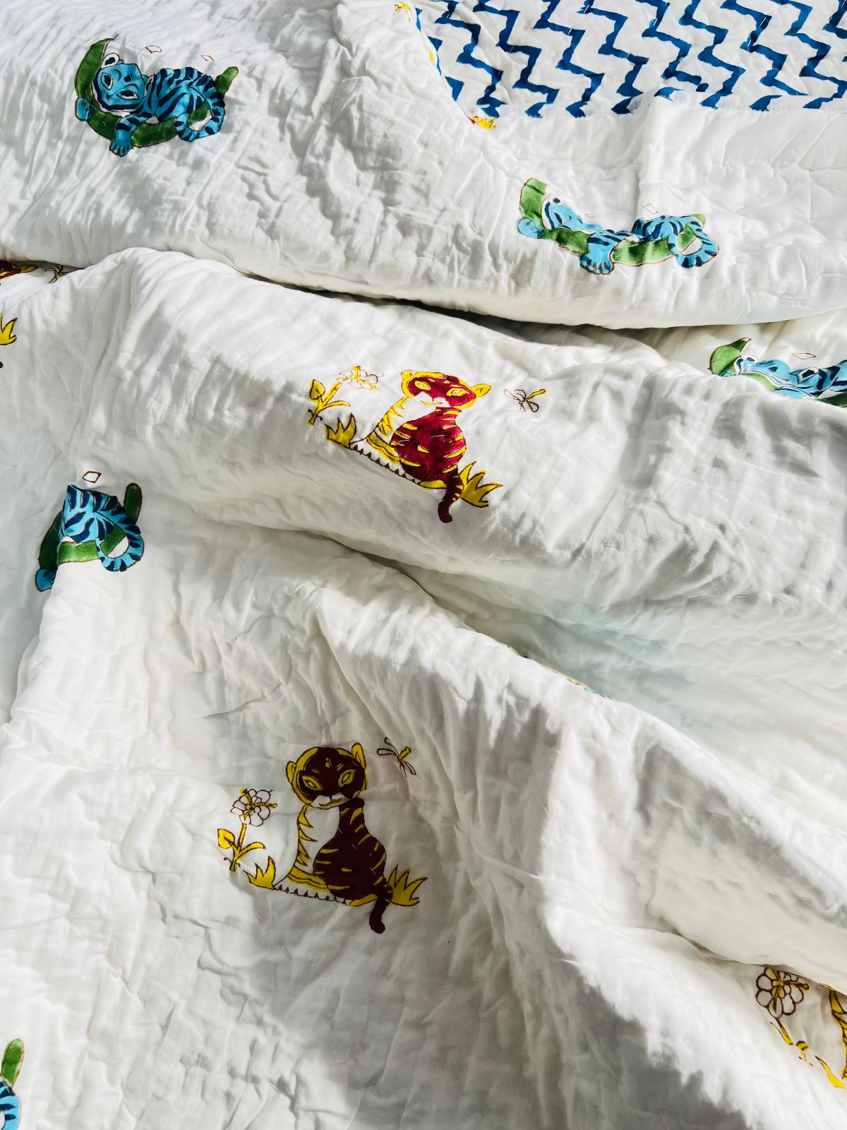 BooBoo Kids Muslin Cotton Quilt handblock printed reversible cotton quilt for kids handcrafted in Jaipur