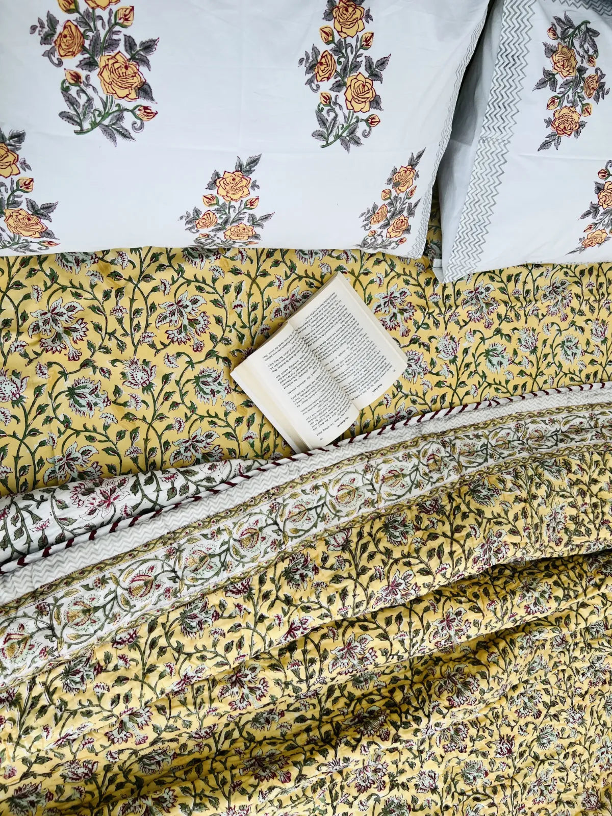 botanical handblock bedding set india