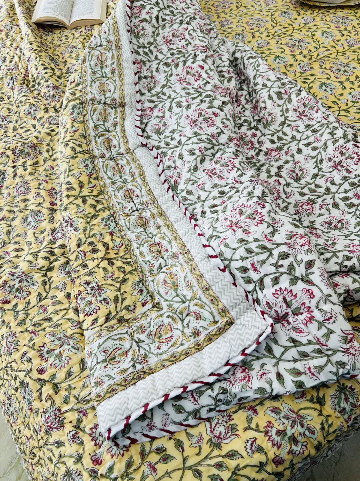 yellow floral cotton bedding set india