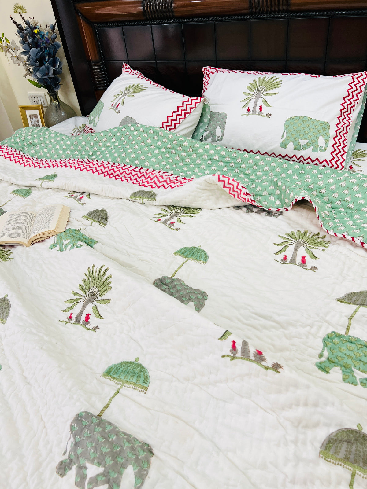 Heritage Harmony handblock printed bedding with matching pillow covers