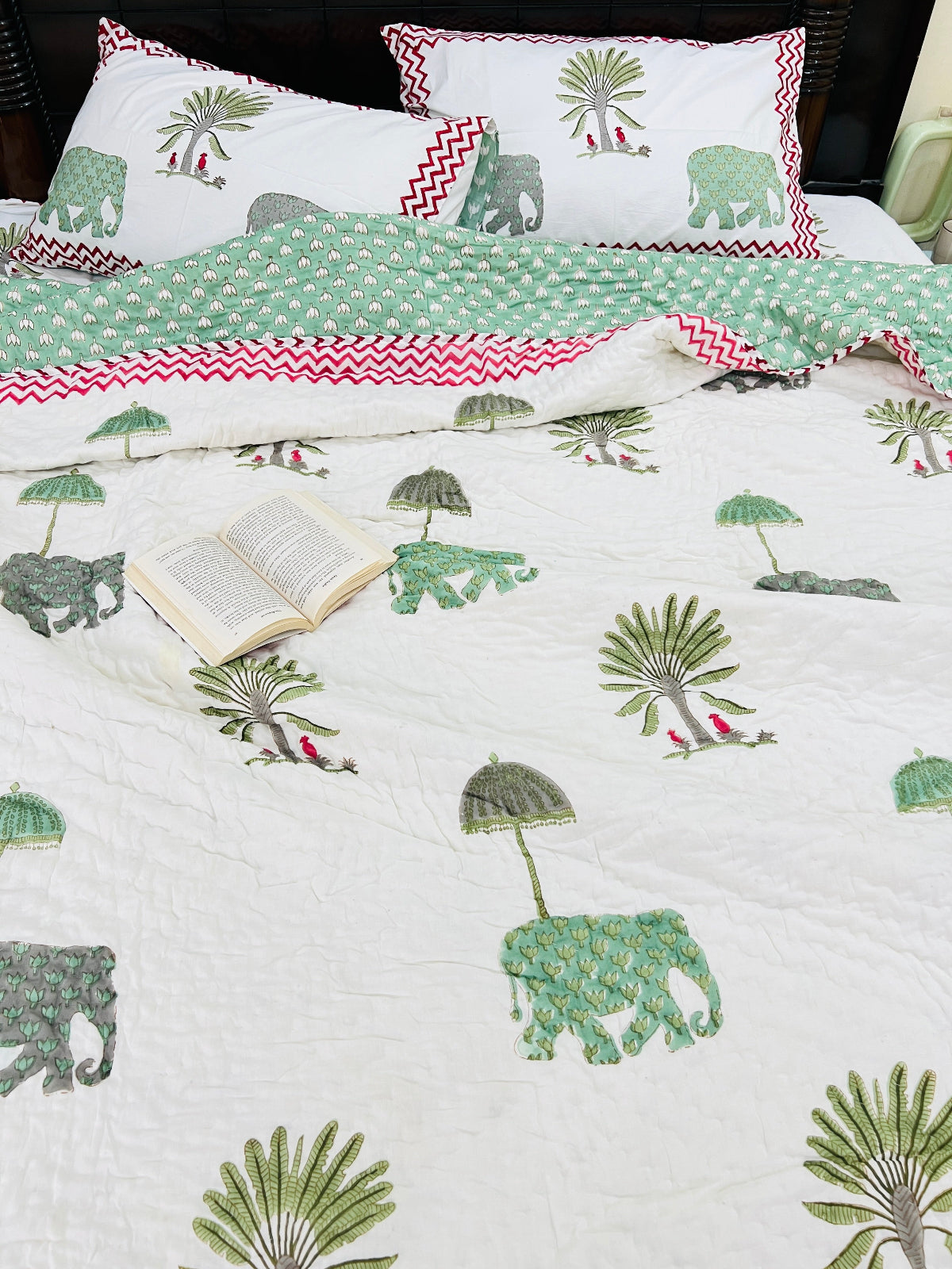 Heritage Harmony handblock printed cotton quilt bedding set